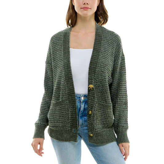 ULTRA FLIRT - Chenille Ribbed Patch-Pocket Cardigan