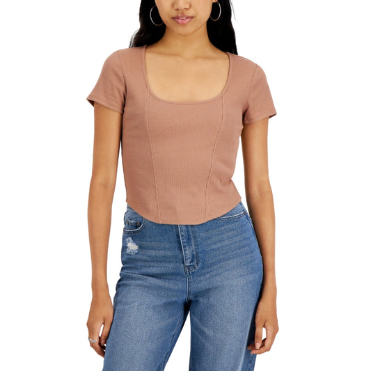 HIPPIE ROSE - Corset Scoop-Neck T-Shirt