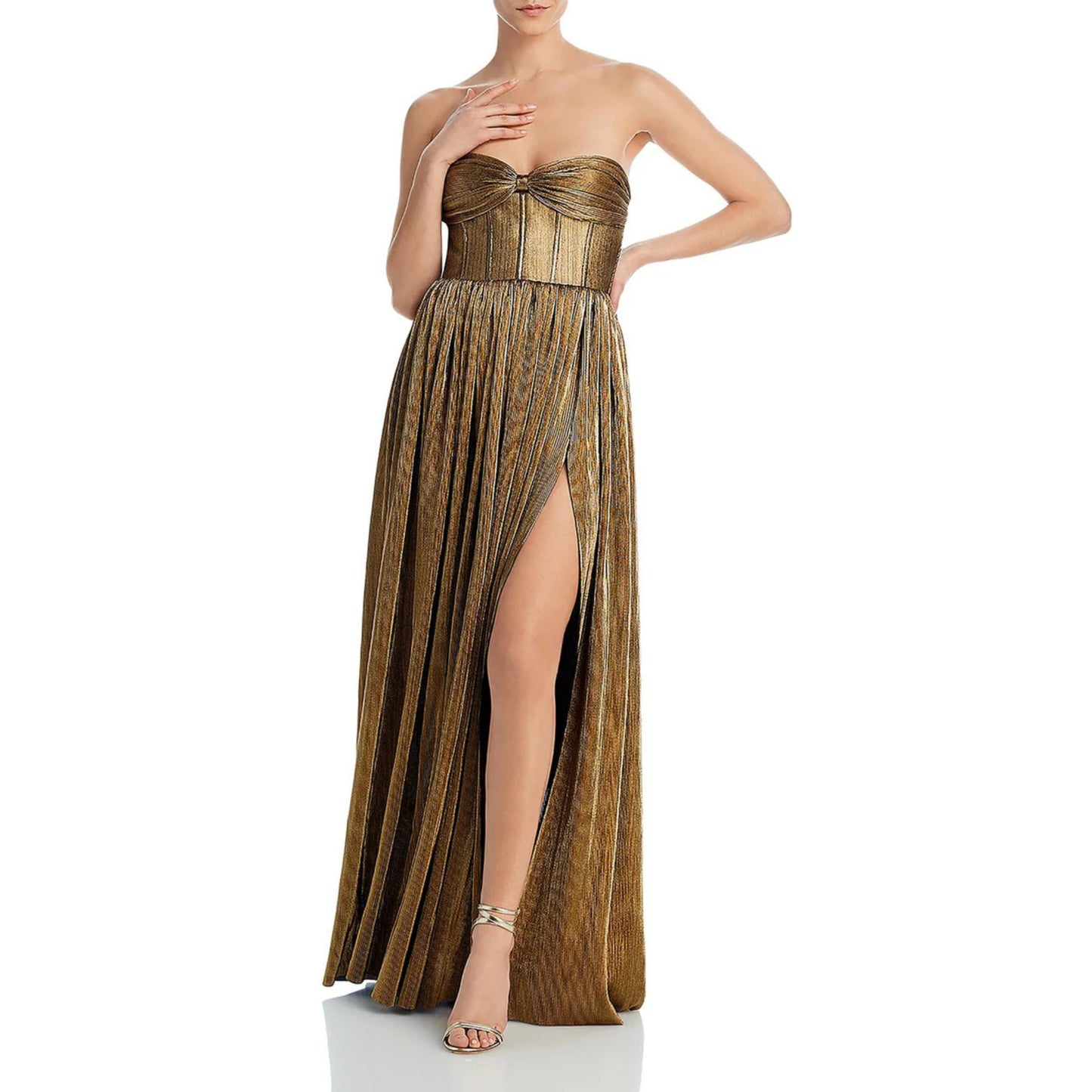 BRONX AND BANCO - Florence Metallic Strapless Gold Dress