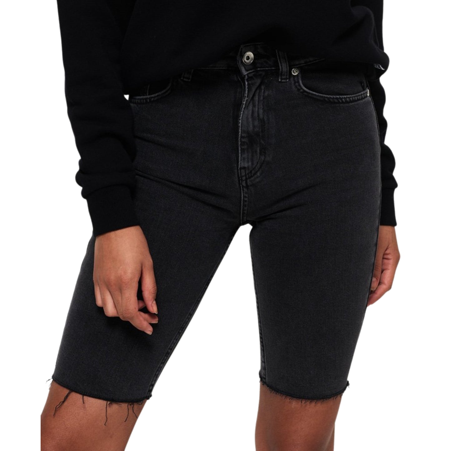 SUPER DRY - Frayed Pocketed Zippered Shorts