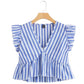 SHEIN - Striped Ruffle Armhole Asymmetrical Peplum Blouse