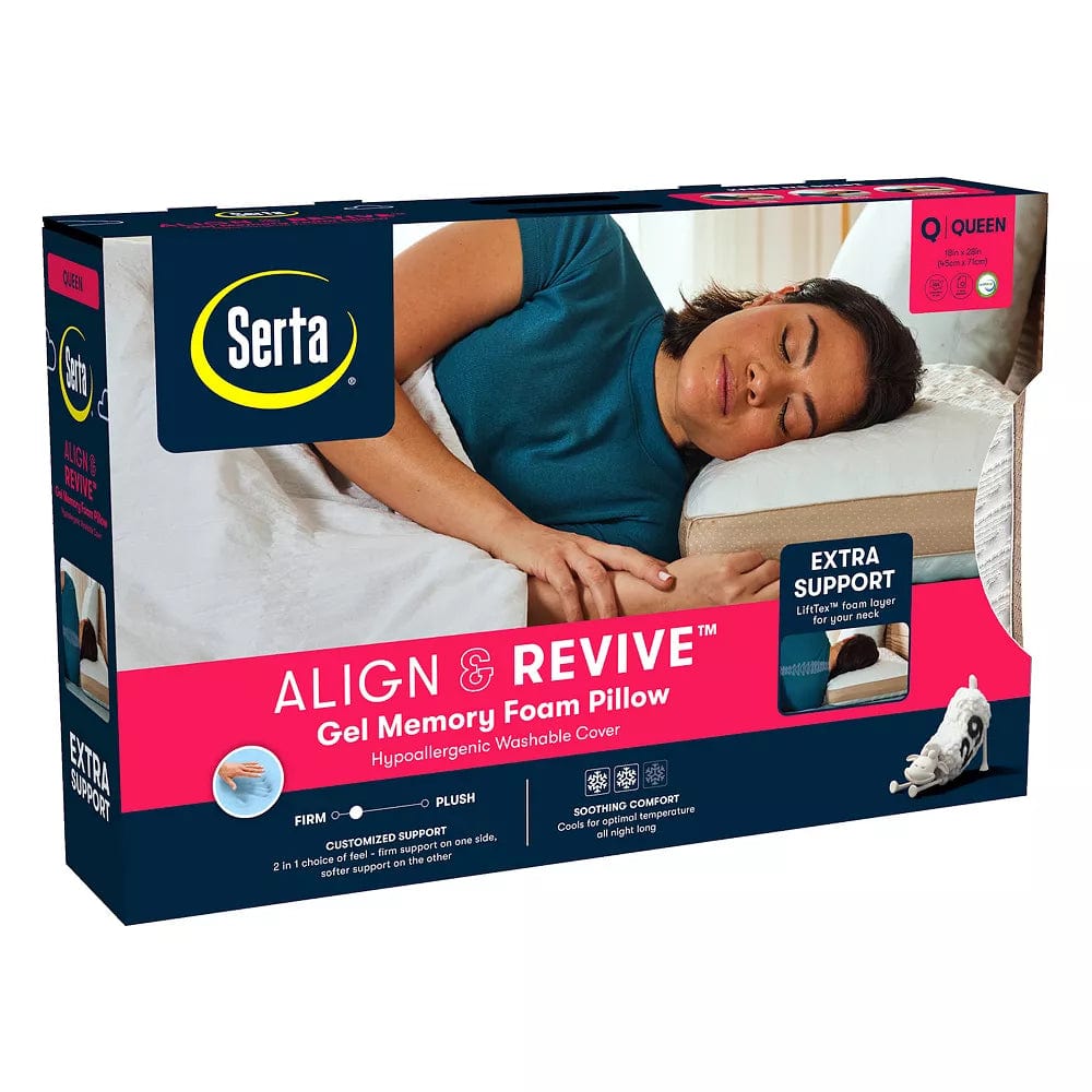 SERTA Pillows Queen / White SERTA - Align & Revive Gel Memory Foam Pillow