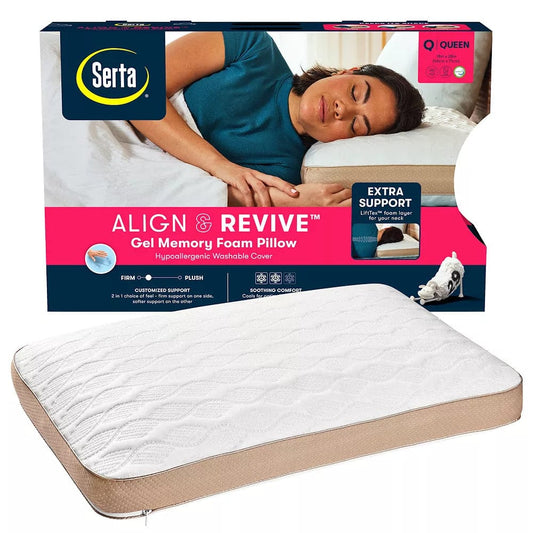 SERTA Pillows Queen / White SERTA - Align & Revive Gel Memory Foam Pillow