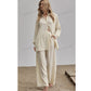 SHEIN Shein Women Sets XS / Beige / 34 SHEIN - Long Sleeve Shirt And Casual pants set