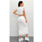 SHEIN Shein Women Sets S / White / 36 SHEIN - Mesh Contrast Crop Top And Fish Tail Hem Skirt