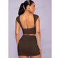 SHEIN Shein Women Sets M / Brown SHEIN - Open Back Crop Tee & Bodycon Skirt set