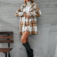 SHEIN Shein Women Sets S / Multi-Color / 36 SHEIN -  Plaid Print Button Front Overcoat & Skirt