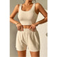 SHEIN Shein Women Sets Petite M / Beige / 28 SHEIN - Ribbed tank top shorts set