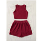 SHEIN Shein Women Sets S / Burgundy / 36 SHEIN - Scoop Neck Tank Top and Track Shorts sets