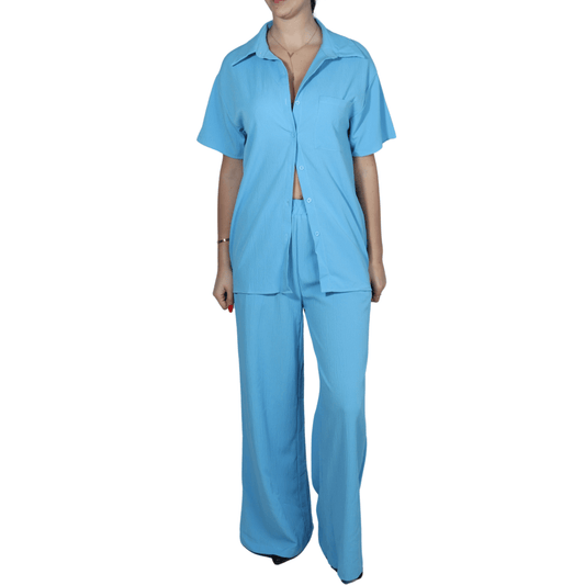 SHEIN Shein Women Sets M / Light blue / 38 SHEIN - Shirt pants button up set