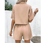 SHEIN Shein Women Sets S / Beige SHEIN - Solid Button Front Shirt & Shorts Set