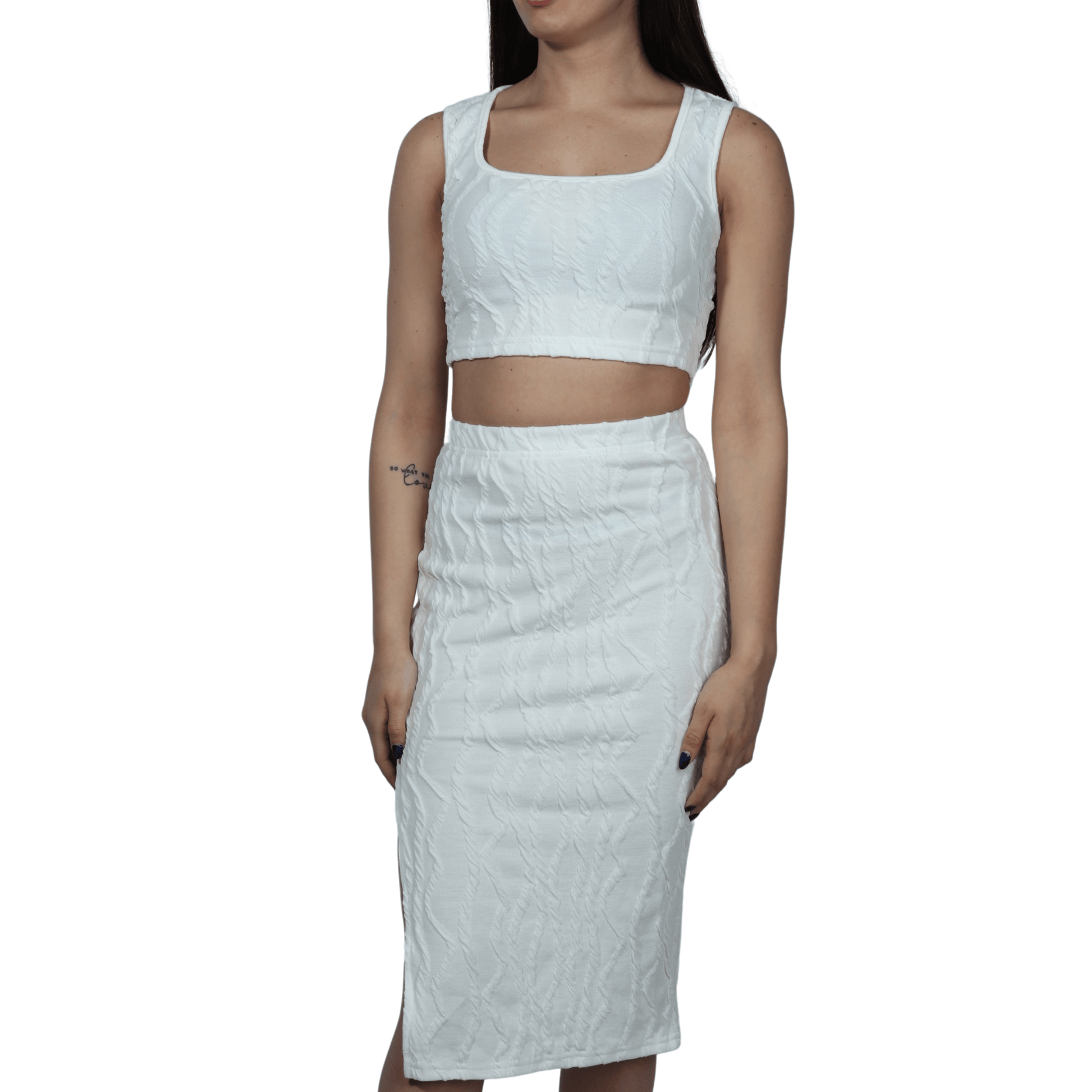 SHEIN Shein Women Sets XS / White / 34 SHEIN - Textured tank top and skirt set