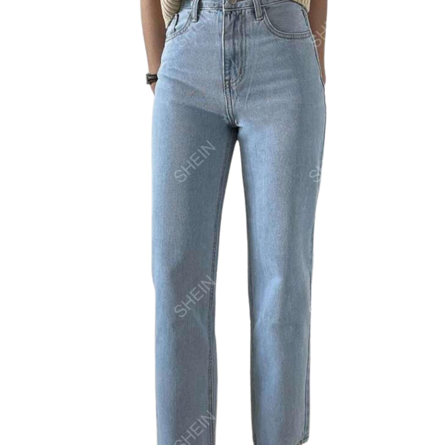 SHEIN Shein Womens Bottoms L / Blue / 30 High Waist Straight Leg Jeans