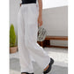 SHEIN Shein Womens Bottoms M / White / 28 SHEIN - Drawstring Waist Wide Leg Mopping Pants