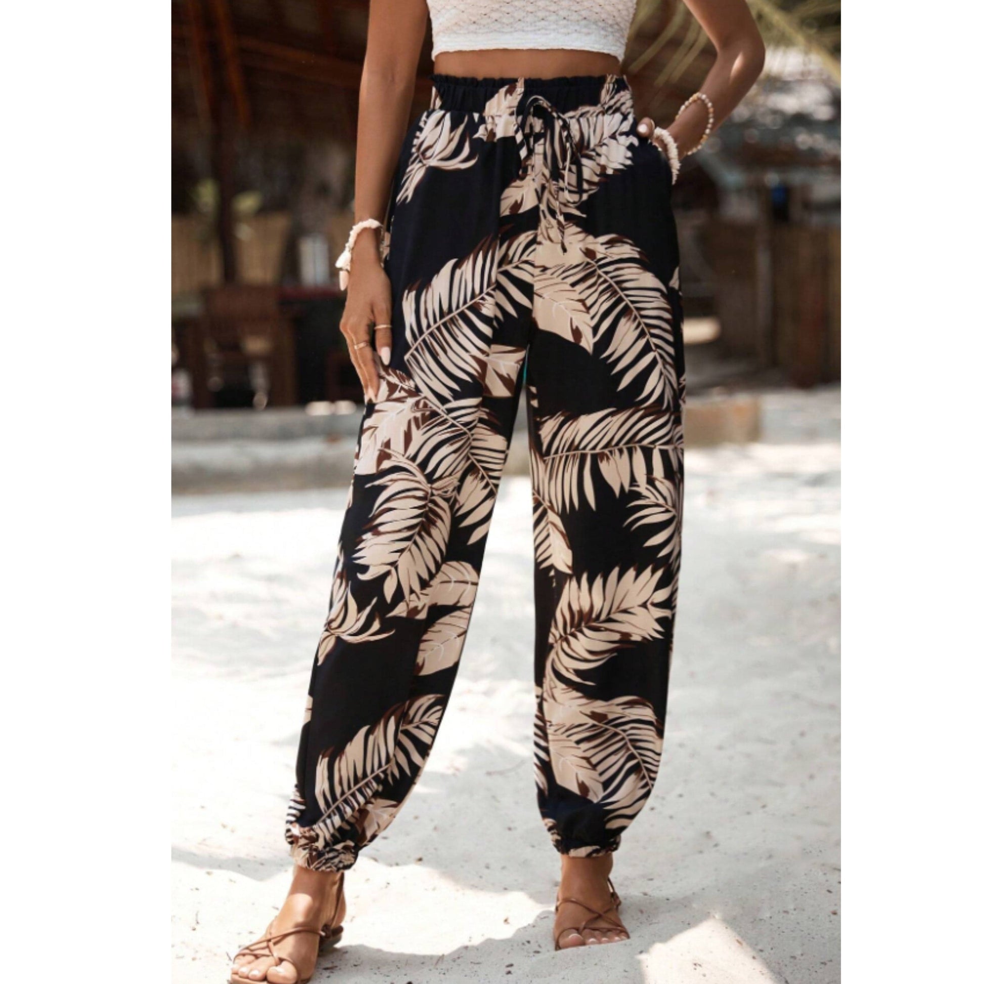 SHEIN Shein Womens Bottoms S / Multi-Color SHEIN - Leaf print pants