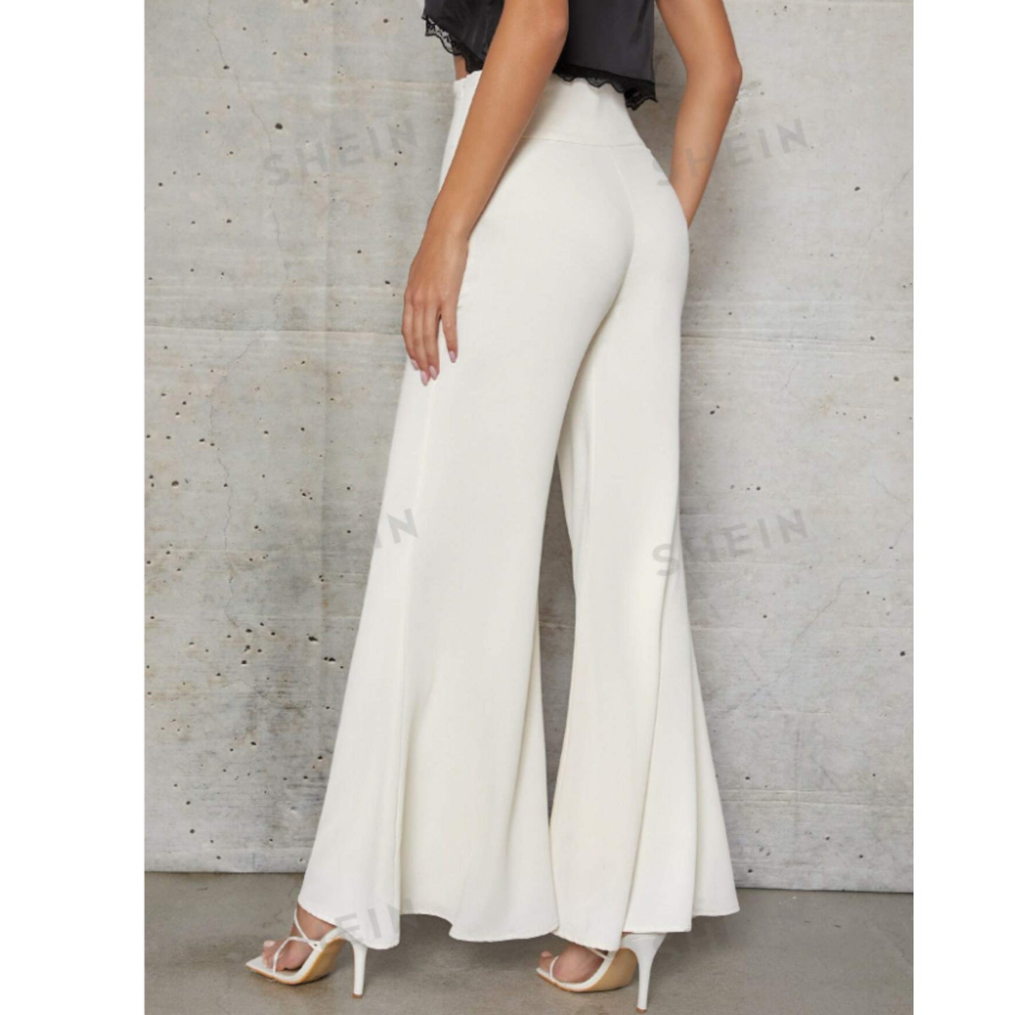 SHEIN Shein Womens Bottoms S / Off-White / 36 SHEIN - Solid Flare Leg Pants