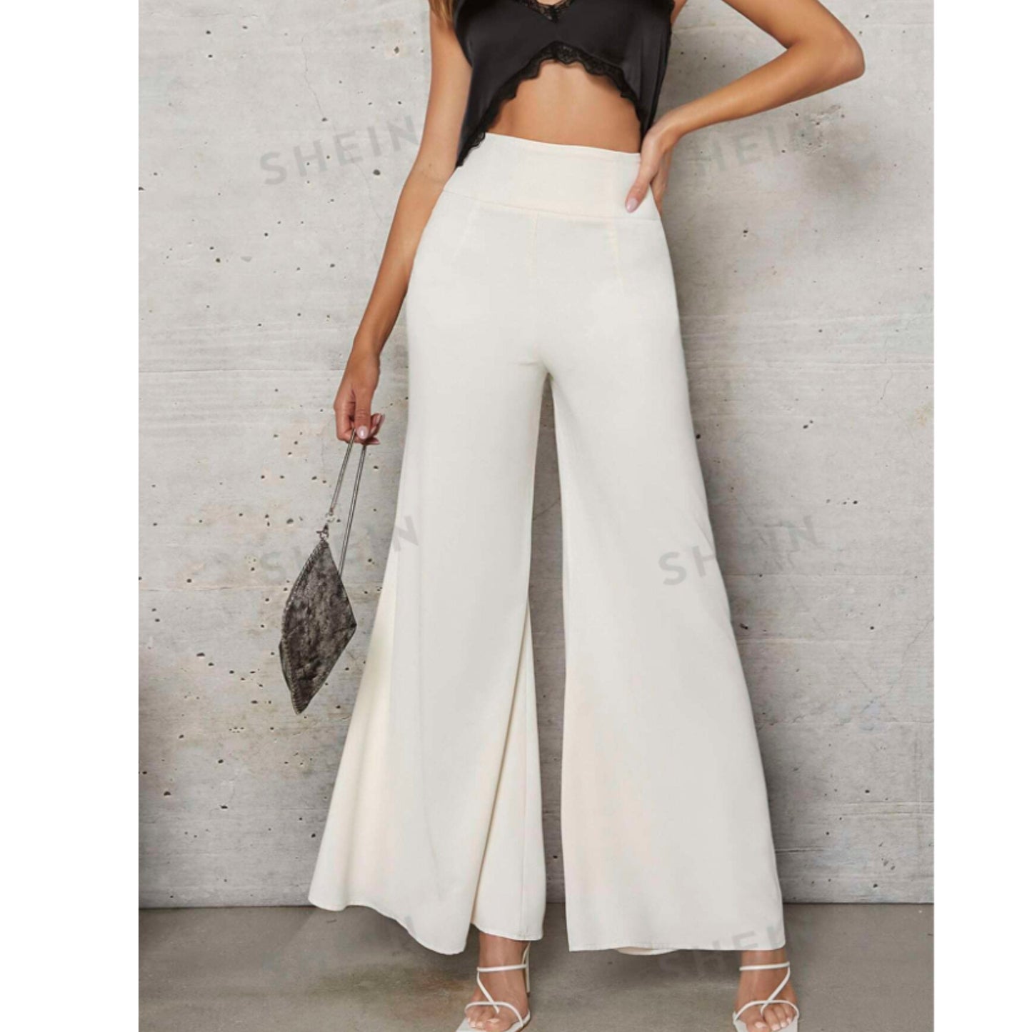 SHEIN Shein Womens Bottoms S / Off-White / 36 SHEIN - Solid Flare Leg Pants