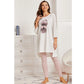 SHEIN Shein Womens Pajama S / Multi-Color / 36 SHEIN -  Graphic T-shirt & Striped Leggings Pajama Set