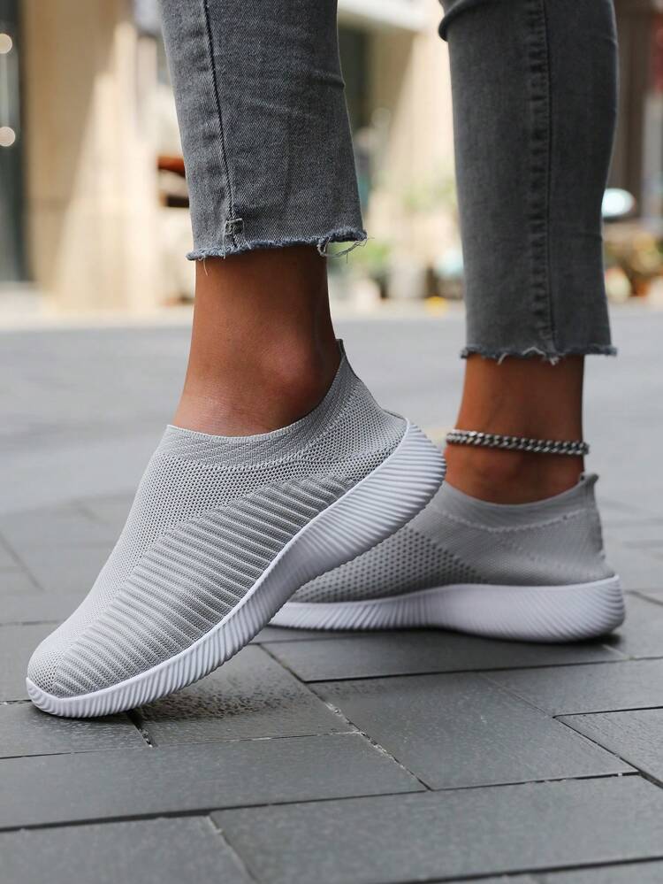 SHEIN Shein Womens Shoes 39 / Grey Casual Lightweight Breathable Slip-On Sneakers