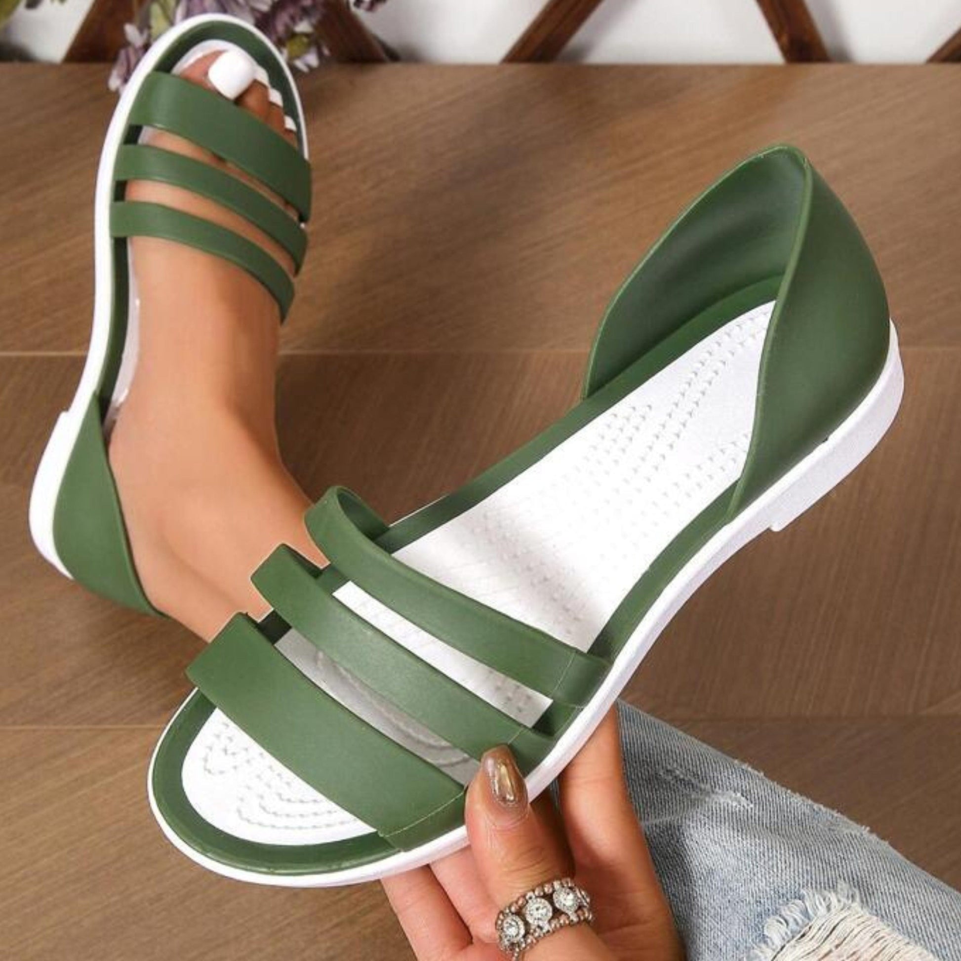 SHEIN Shein Womens Shoes 36 / Green SHEIN - Fashion Green Sandals to Simple Easy Wear Sandals