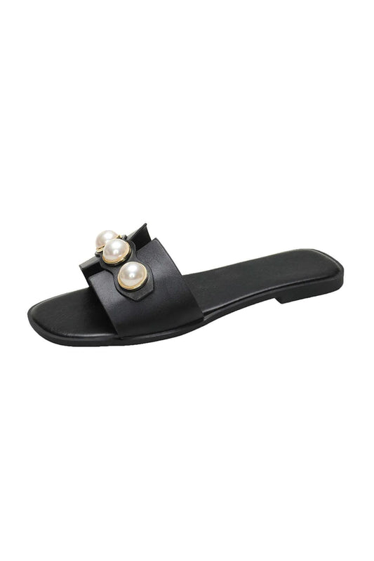 SHEIN Shein Womens Shoes 38 / Black SHEIN - Faux pearl slippers