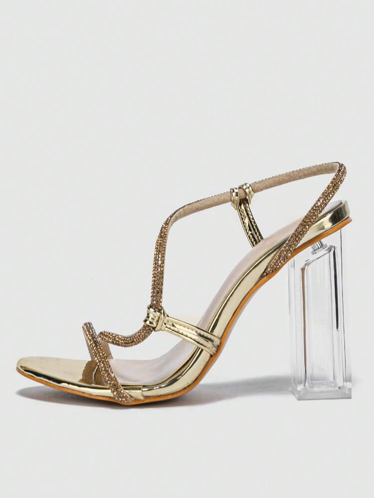 SHEIN Shein Womens Shoes 40 / Gold SHEIN - Metallic Rhinestone Décor Sling back Sandals