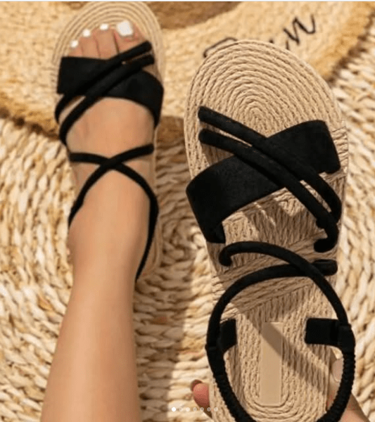 SHEIN Shein Womens Shoes 40 / Black SHEIN - Multi Strap EVA Open Toe Open Back Sandals