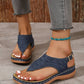 SHEIN Shein Womens Shoes 40 / Navy SHEIN - New Summer Plus Size Blue Metal Buckle 'Z' Shape Thong Sandals