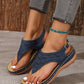 SHEIN Shein Womens Shoes 40 / Navy SHEIN - New Summer Plus Size Blue Metal Buckle 'Z' Shape Thong Sandals