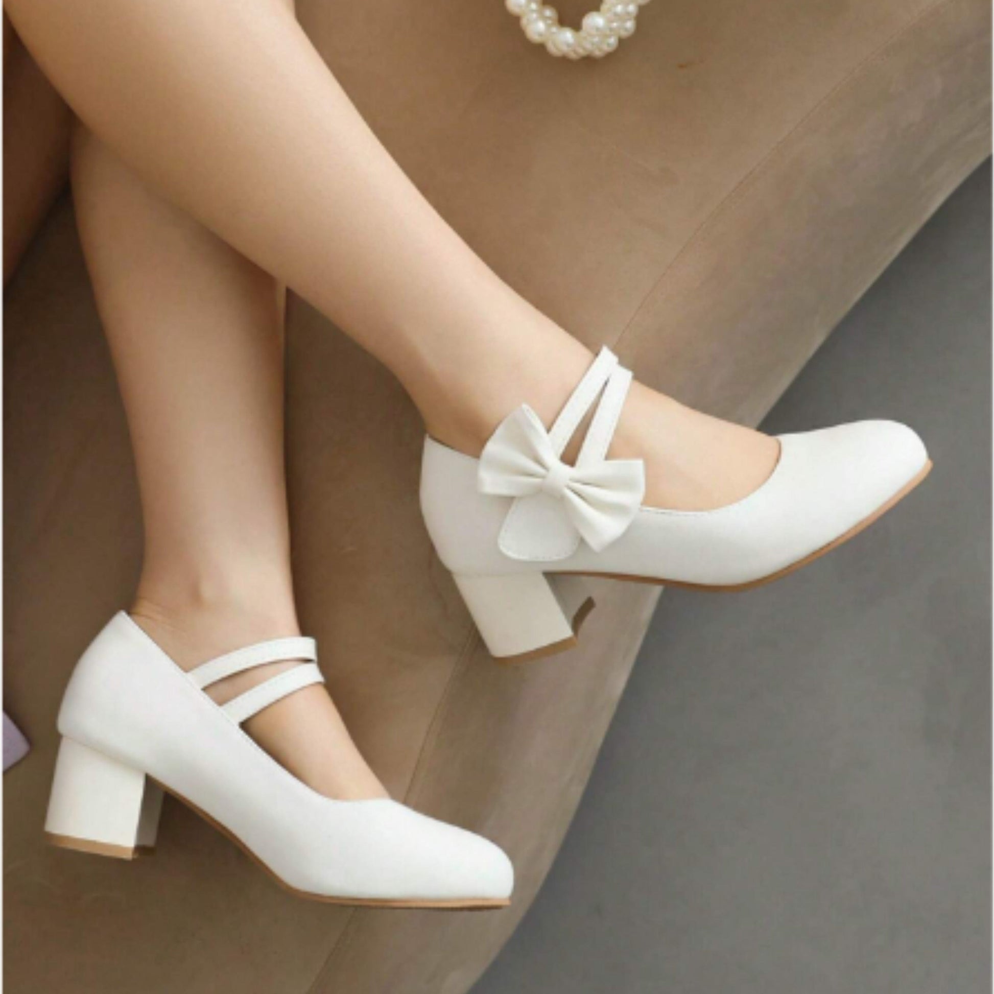 SHEIN Shein Womens Shoes 40 / White SHEIN - Side bow block heel