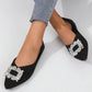 SHEIN Shein Womens Shoes 43 / Black SHEIN - Sparkle buckle flats