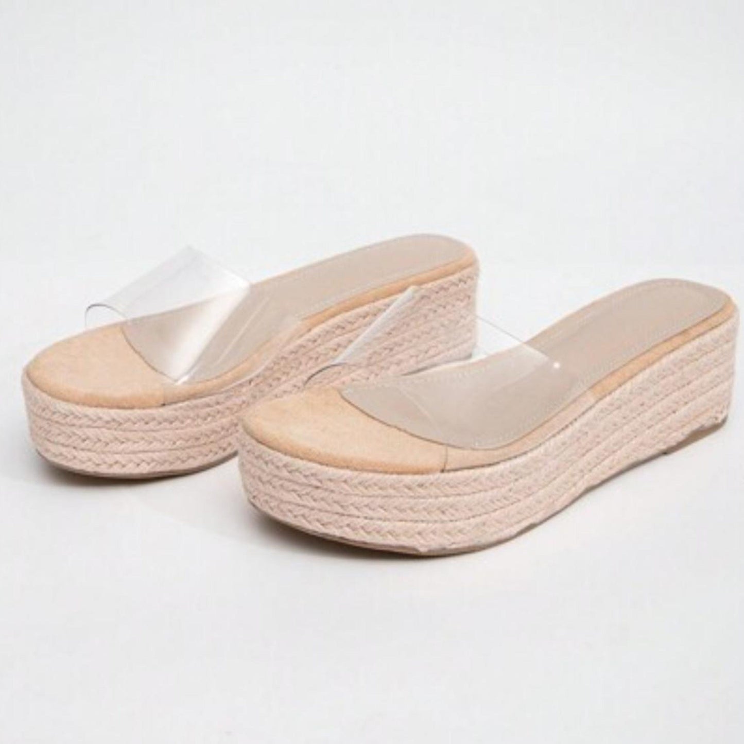 SHEIN Shein Womens Shoes 36 / Transparent SHEIN - Transparent Woven Strap Wedge Slipper