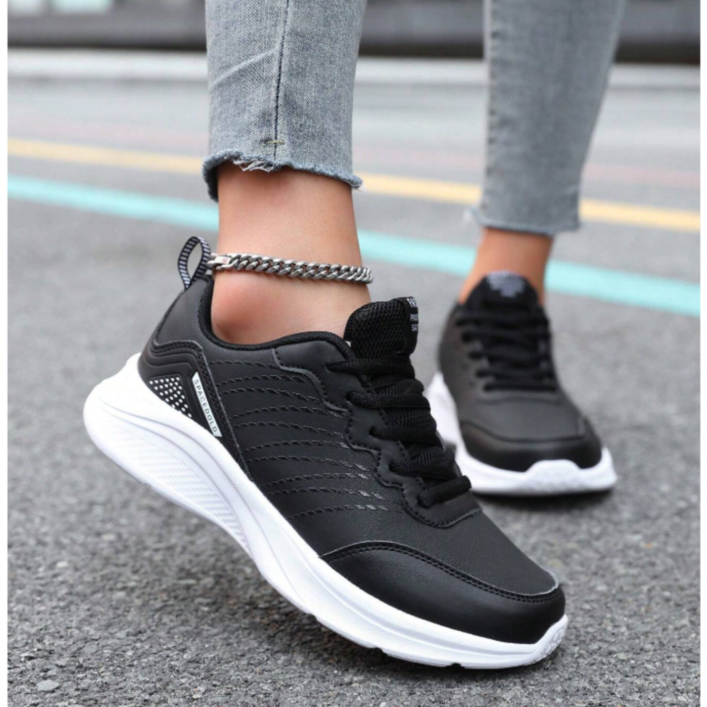 SHEIN Shein Womens Shoes 40 / Black SHEIN - Waterproof Anti-Slip Leather Sports Shoes