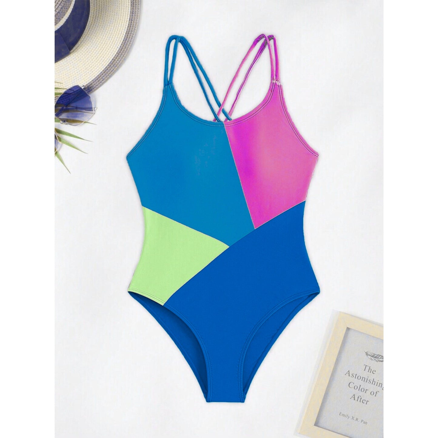 SHEIN Shein Womens Swimwear M / Multi-Color SHEIN - Color block One piece swimsuit