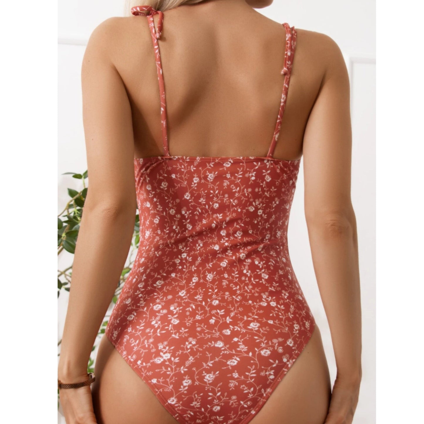 SHEIN Shein Womens Swimwear L / Multi-Color SHEIN - Ditsy Floral Tie Shoulder One Piece Swimsuit