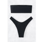 SHEIN Shein Womens Swimwear S / Black SHEIN - Rib Bandeau High Cut Bikini