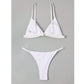 SHEIN Shein Womens Swimwear S / White SHEIN - Solid Triangle Bikini Set