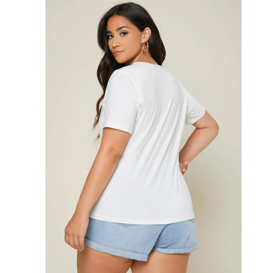 SHEIN Shein Womens Tops XXXXL / White SHEIN - BASICS Plus Solid Round Neck T-shirt