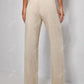 SHEIN Womens Bottoms Petite M / Beige / 28 SHEIN - PETITE Drawstring Waist Straight Leg Pants