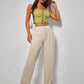 SHEIN Womens Bottoms Petite M / Beige / 28 SHEIN - PETITE Drawstring Waist Straight Leg Pants