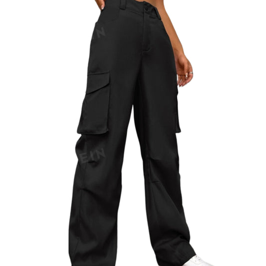 SHEIN Womens Bottoms XL / Black / 32 SHEIN - Solid Flap Pocket Pants