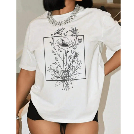 SHEIN - Flower graphic print t-shirt