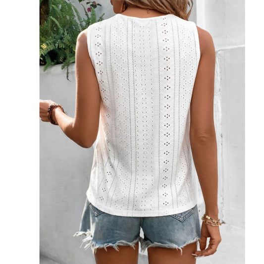 SHEIN - Lace Panel Eyelet Embroidery blouse