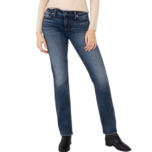 SILVER JEANS CO. Womens Bottoms L / Blue SILVER JEANS CO. - Elyse Low Rise Straight Leg Jeans