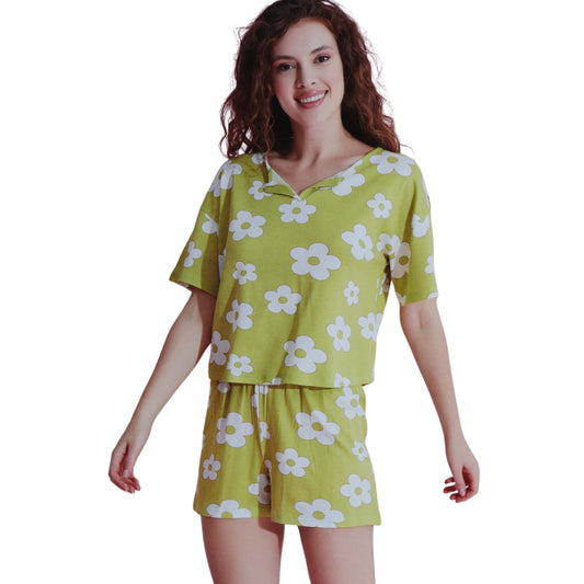 SIYAH INCI Womens Pajama L / Green SIYAH INCI - Flowers All Over Pajama