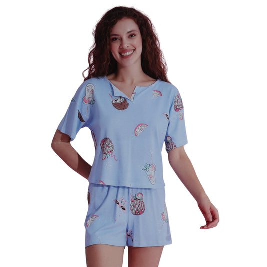 SIYAH INCI Womens Pajama S / Blue SIYAH INCI - Printed Pajama All Over