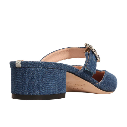 SJP Womens Shoes 37 / Blue SJP - Zizi Pointed Toe Block Heel Mules