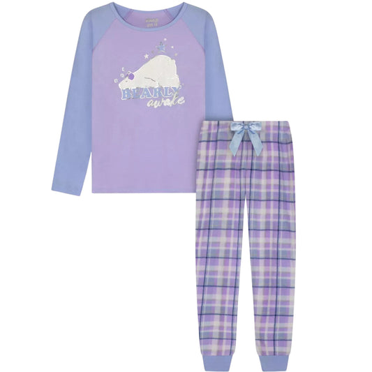 SLEEP ON IT Girls Pajamas L / Multi-Color SLEEP ON IT - Kids - Bearly Awake Soft Fleece Pajama Set