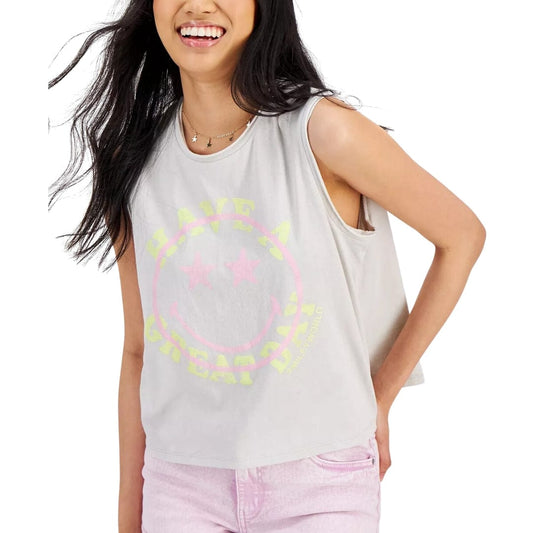 SMILEY WORLD Womens Tops XS / Grey SMILEY WORLD - Graphic-Print Tank Top