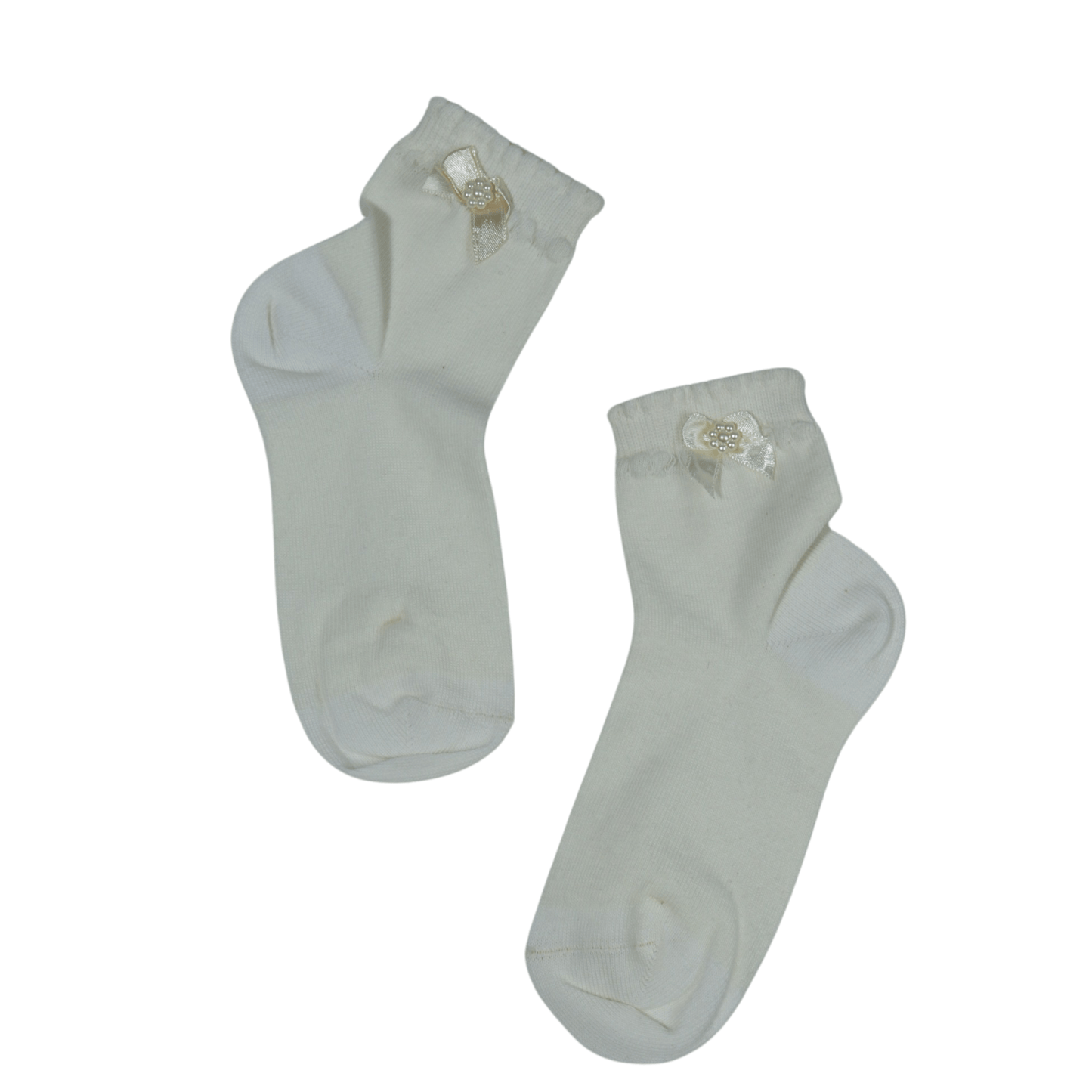 SOCKS LAND Socks 28-30 / Off-White SOCKS LAND - Bow Detail Midi Cut Socks